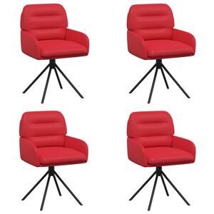 vidaXL Sillas de comedor giratorias 4 pcs Cuero sint&eacute;tico Rojo
