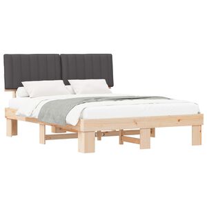 vidaXL Estructura de Cama con Cabecera Tapizada Gris oscuro