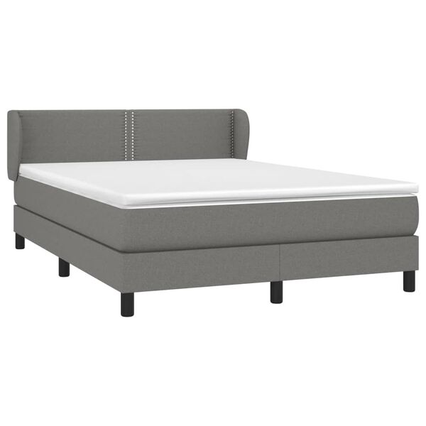 vidaXL Cama box spring con colch&oacute;n tela gris oscuro 140x190 cm