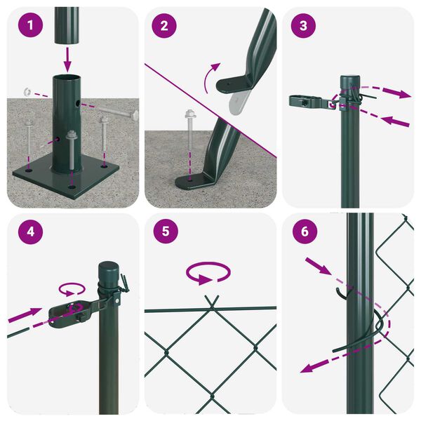 vidaXL Poste de Valla Verde 10 x 1,6 m (malla de 40 x 40 mm)