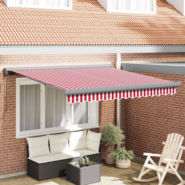 vidaXL Toldo Retr&aacute;ctil Rojo y 350 x 250 cm Tela y Metal