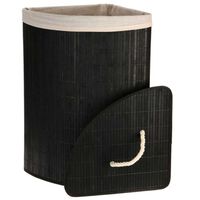 Bathroom Solutions Cesto para la colada esquinero bambú negro