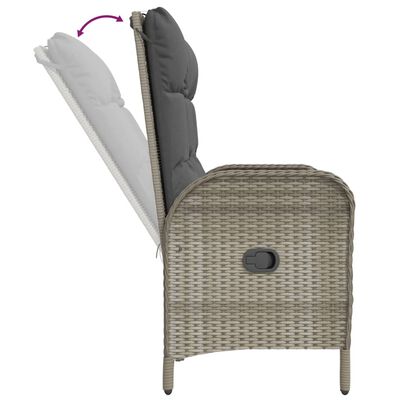 vidaXL Banco de jardín reclinable con cojines ratán PE gris 107 cm