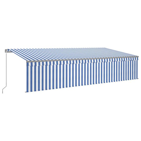 vidaXL Toldo retr&aacute;ctil manual con persiana azul y blanco 6x3 m