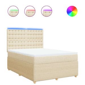 vidaXL Cama box spring con colch&oacute;n tela color crema 140x200 cm