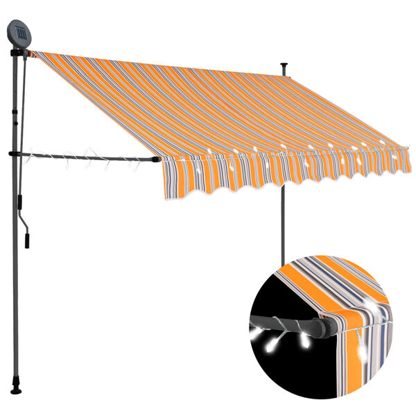 vidaXL Toldo retr&aacute;ctil manual con LED amarillo y azul 300 cm