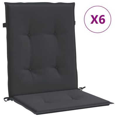vidaXL Cojines para sillas de jardín 6 unidades negro 100x50x3 cm