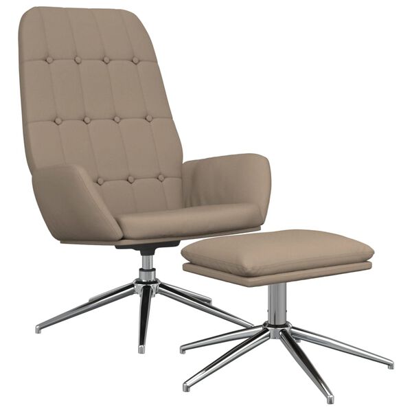 vidaXL Sill&oacute;n de relax con taburete tejido de microfibra gris taupe