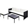 vidaXL Set de muebles de jardín y cojines 3 pzas ratán sintético negro