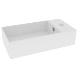 vidaXL Lavabo con rebosadero cer&aacute;mica blanco mate