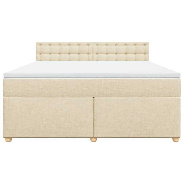 vidaXL Cama box spring con colch&oacute;n tela color crema 180x200 cm