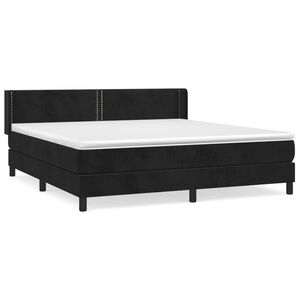 vidaXL Cama box spring con colch&oacute;n terciopelo negro 180x200 cm