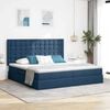 vidaXL Cama con almacenamiento y colch&oacute;n Azul 200 x 200 cm Poli&eacute;ster