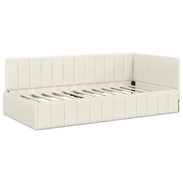 vidaXL Estructura de cama en esquina Crema 90 cm x 190 cm Terciopelo