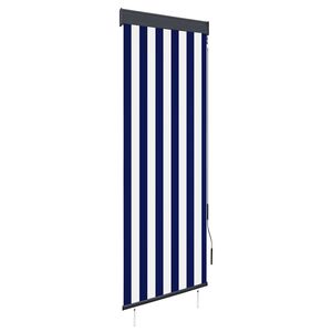 vidaXL Estor enrollable de exterior azul y blanco 60x250 cm