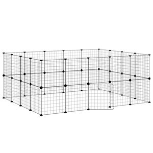 vidaXL Jaula para mascotas de 36 paneles puerta acero negro 175x140x70 cm