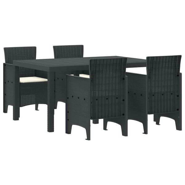 vidaXL Conjunto de Comedor de Jard&iacute;n 5 pcs Antracita Ratan Polt