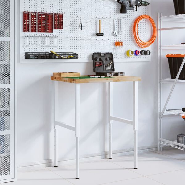 vidaXL Banco de trabajo rectangular madera maciza 80x60x(73-99,5) cm