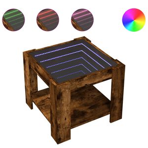 vidaXL Mesa de centro y LED madera ingenier&iacute;a roble ahumado 53x53x45cm