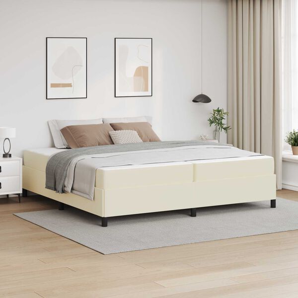 vidaXL Estructura de cama con colch&oacute;n Crema 200 x 200 cm tela