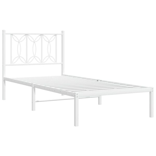 vidaXL Estructura cama sin colch&oacute;n con cabecero metal blanco 75x190 cm