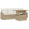 vidaXL Conjunto de sof&aacute; de jard&iacute;n con coj&iacute;n 5 pcs Beige Polirat&aacute;n