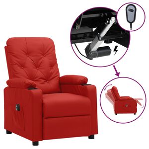 vidaXL Sill&oacute;n reclinable el&eacute;ctrico de cuero sint&eacute;tico rojo tinto