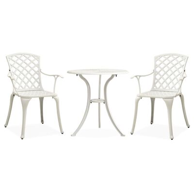 vidaXL Mesa y sillas de bistró 3 piezas aluminio fundido blanco