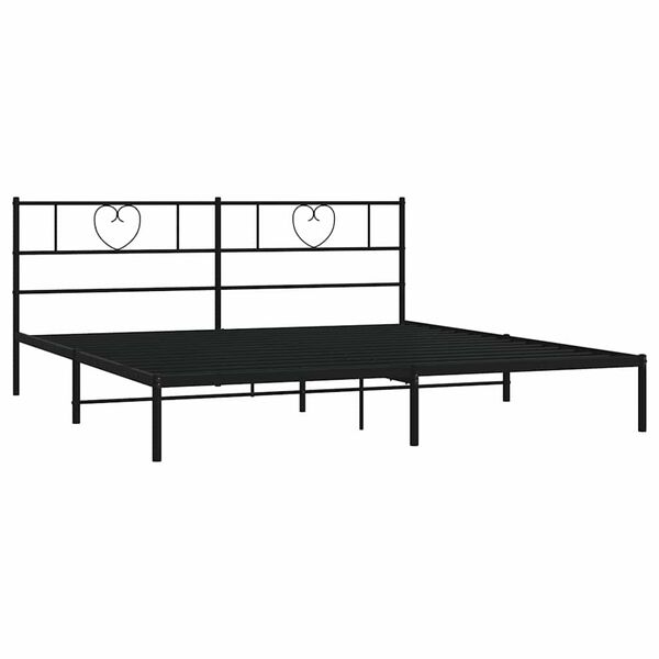 vidaXL Estructura cama sin colch&oacute;n con cabecero metal negro 180x200 cm