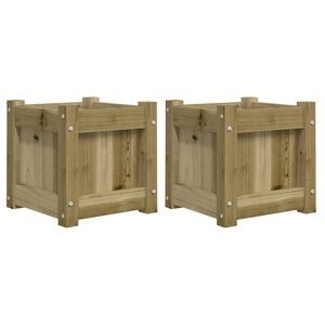 vidaXL Jardineras de exterior 2 unidades madera impregnada de pino