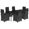 vidaXL Set de comedor de jard&iacute;n 7 pzas y cojines rat&aacute;n sint&eacute;tico negro