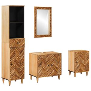 vidaXL Juego de Muebles de Ba&ntilde;o con caj&oacute;n 4 pcs Madera de mango maciza