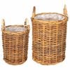 vidaXL Cesta de Plantas GENDT 2 uds. Madera Natural Rat&aacute;n Kubu