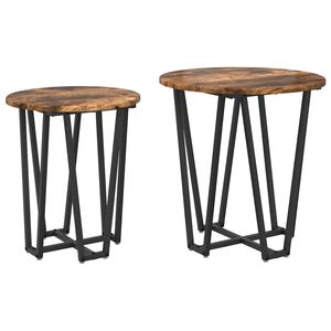vidaXL Conjunto de mesas auxiliares 2 uds. Roble Ahumado y Negro