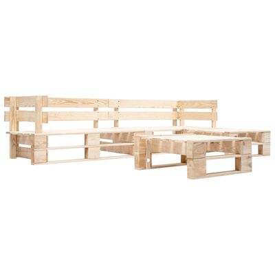 vidaXL Set de muebles de palés para jardín 4 piezas madera natural