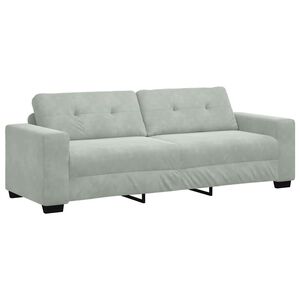 vidaXL Sof&aacute; de 3 plazas gris claro, 220x78x80 cm, terciopelo