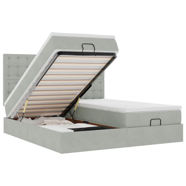 vidaXL Estructura de cama otomana colchones terciopelo gris claro