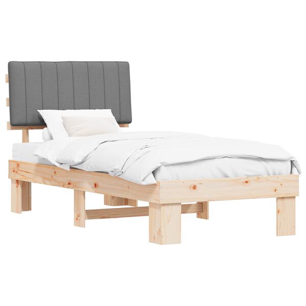 vidaXL Estructura de Cama con Cabecera Tapizada Gris Claro 90 x 190 cm