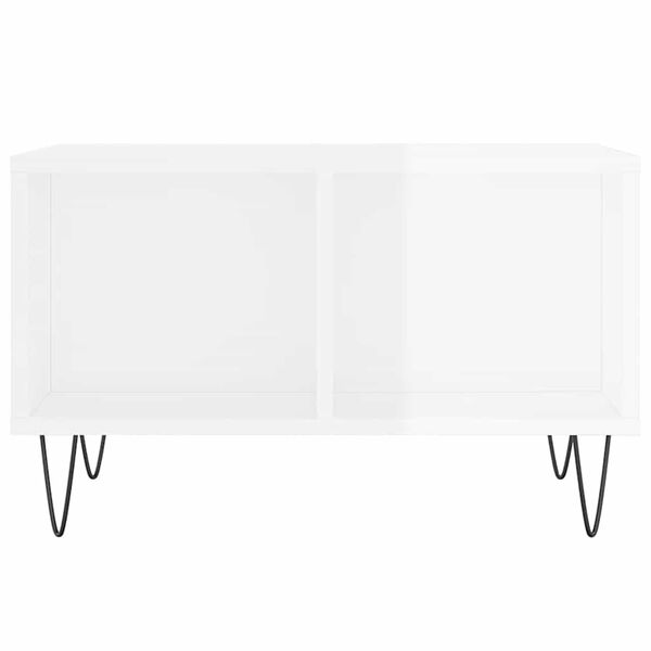 vidaXL Mesa de centro madera contrachapada blanco brillo 60x50x36,5 cm