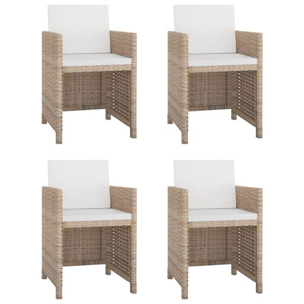 vidaXL Set de comedor de jardín 5 pzas y cojines ratán sintético beige