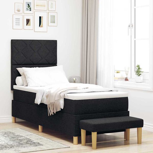 vidaXL Cama tipo Box Spring con colch&oacute;n Negro 80 x 200 cm tela