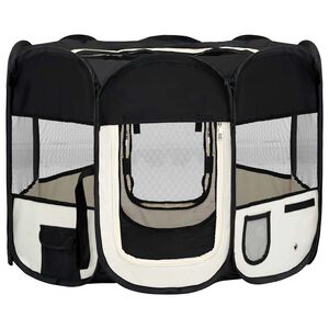 vidaXL Parque de perros plegable bolsa de transporte negro 90x90x58 cm