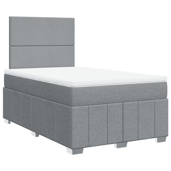 vidaXL Cama box spring con colch&oacute;n tela gris claro 120x190 cm