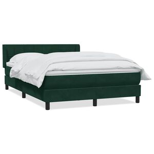 vidaXL Cama box spring con colch&oacute;n terciopelo verde oscuro 160x220 cm