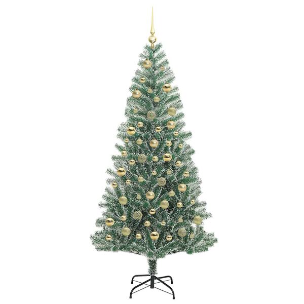 vidaXL &Aacute;rbol de Navidad Artificial Nevado con Luz LED Verde y 210 cm