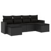 vidaXL Set de sof&aacute;s de jard&iacute;n 6 piezas y cojines rat&aacute;n sint&eacute;tico negro