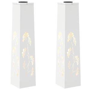 vidaXL Luz de camino LED solar 2 uds. Blanco C&aacute;lido 18 x 18 x 80 cm