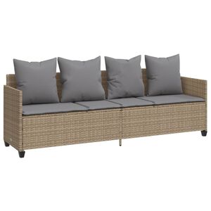vidaXL Tumbona con cojines rat&aacute;n sint&eacute;tico beige