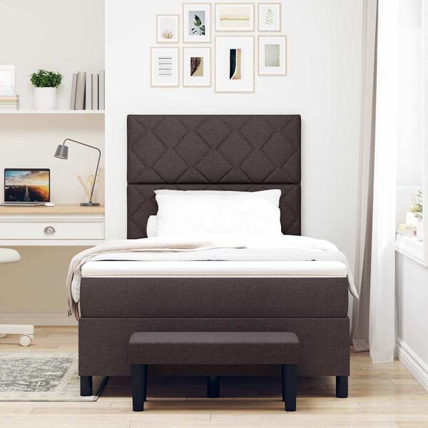 vidaXL Cama tipo Box Spring Marr&oacute;n Oscuro 120 x 190 cm tela