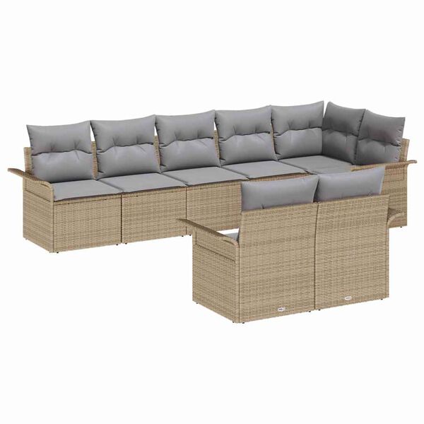 vidaXL Conjunto de sofá de jardín 8 pcs Beige ratán sintético